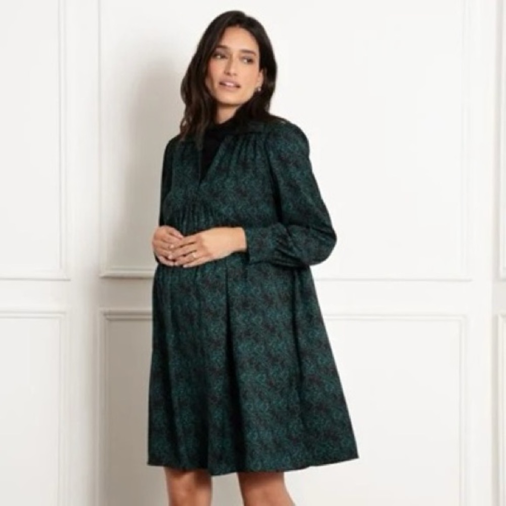 Seraphine Green Long Sleeve Maternity Dress